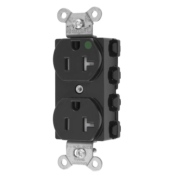 Straight Blade Receptacle, 5-20R, 20 A, 125V AC, 2 Pole, 3 Wire, Flush Mount, Grounded